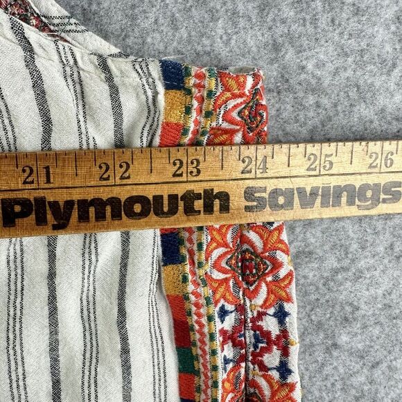 Savanna Jane Top Womens 3X Floral Embroidered Striped Flutter Sleeve Shirt Boho - Picture 10 of 13